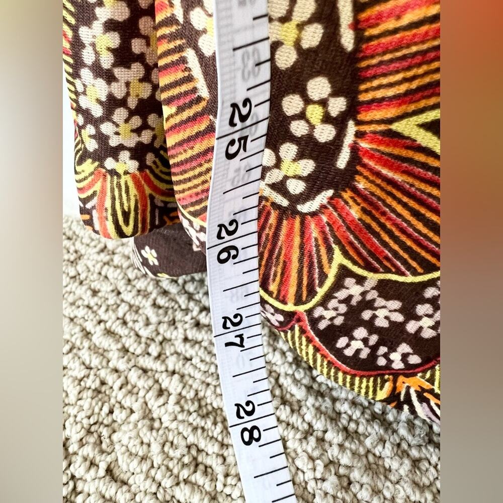 Vintage wide leg paisley jumpsuit 60s 70s brown Peter Pan collar S fall RARE - Picture 12 of 12
